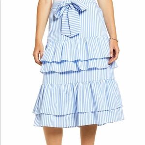 NWT Rachel Parcell blue stripe cotton tier skirt